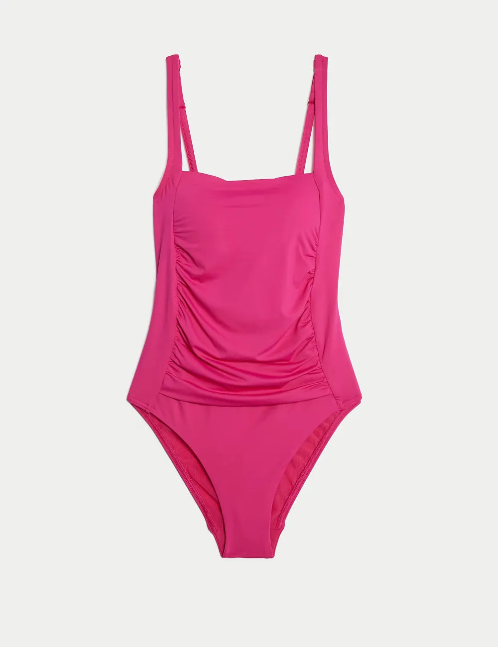 Pink Tummy Control Padded Square Neck Swimsuit