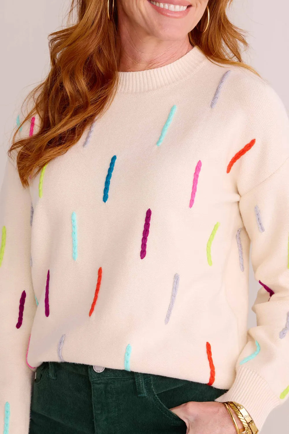 Multicolor Braided Details Sweater