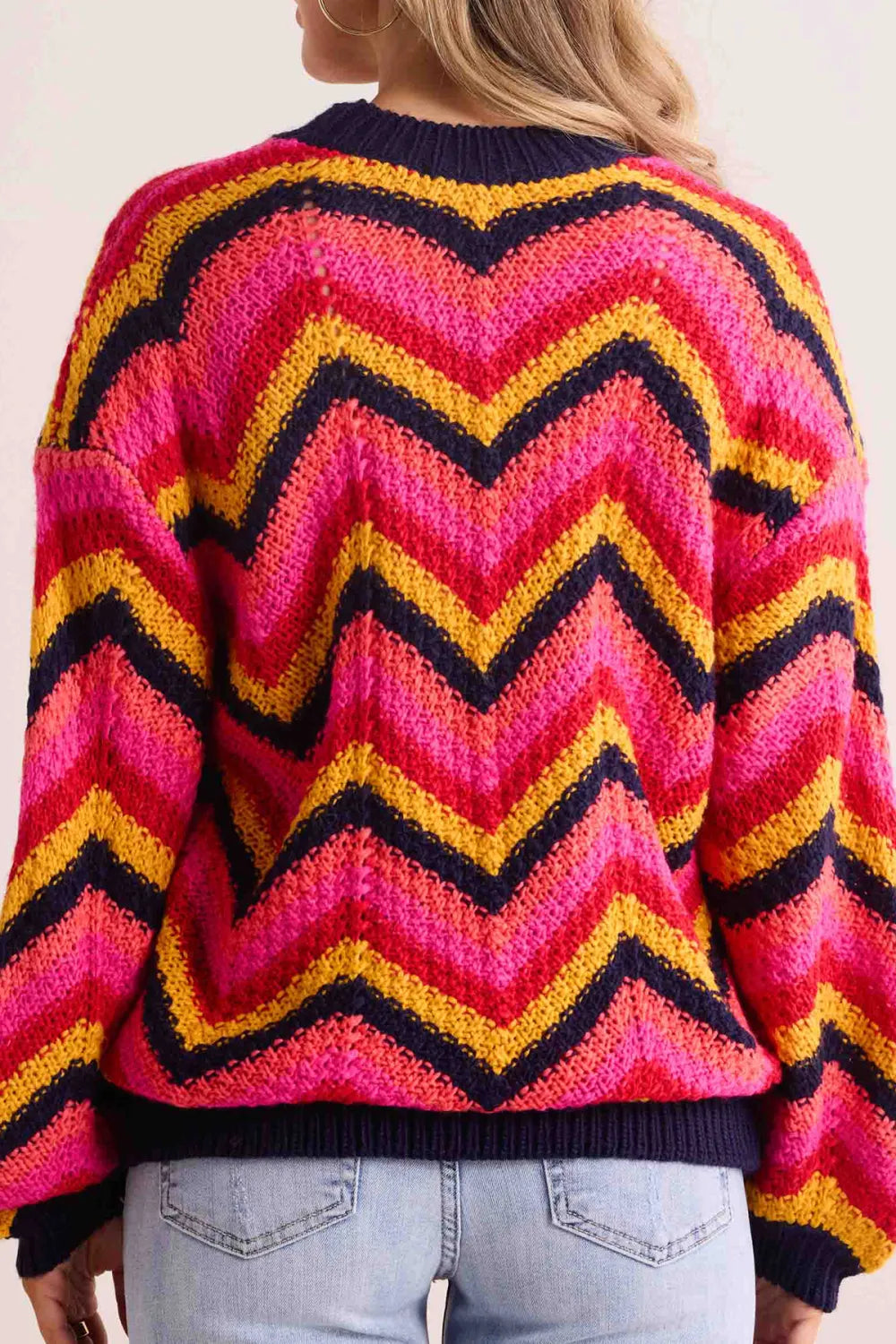 Multicolored Striped Crew Neck Sweater