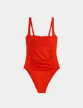 Red Tummy Control Padded Square Neck Swimsuit